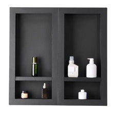16 x 32 Inch Dual Shower Niches Recessed Wall Storage with Movable Shelves (Black)