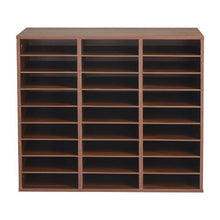 Wood Literature Organizer 27 Compartments Adjustable Shelves Countertop File Sorter (Brown)