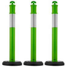 48" Traffic Delineator Posts with Fillable Base & Reflective Strips Green for Construction & Parking Lot Safety