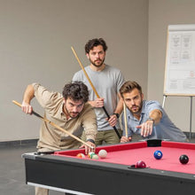 6ft Portable Pool Table – Black Frame Red Cloth for Family Game Room Kids Adults
