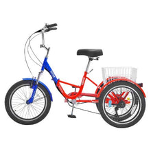 20" Folding Adult Trike, Stable 7-Speed Cruiser Bike with Large Basket for Women Men Seniors