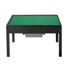 3+ aged Kids Wooden Activity Table Double-Sided Blocks Table with Storage Black for Kids with Building Blocks