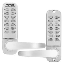 Mechanical Keyless Door Lock with Handle – Double-Sided Stainless Steel Keypad Lock (Silver)