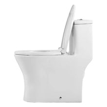 One-Piece Toilet Elongated Toilet Vortex Dual-Flush 1.0/1.28 GPF with Comfortable Chair Seat for Bathroom (White + Silver)