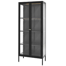 66-Inch Lighted Display Cabinet with Glass Door 4-Tier Curio Cabinet with Adjustable Shelves