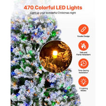 Artificial Snow Flocked Xmas Christmas Tree with 470 Colorful LED Lights (7.2FT)