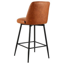 27 Inch Bar Stool Set with Backrest and Metal Legs for Kitchen Dining Room (Brown)