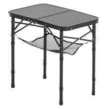 24x16 In Adjustable Folding Camping Table – Aluminum Side Table with Mesh Shelf & Handle (Black)