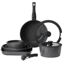 17 Piece Granite Nonstick Cookware Set Induction Cookwares and Cooking Sets for Kitchen (Black)