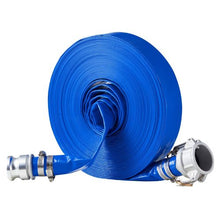 Backwash Hose - 1.5 x 100 ft Blue PVC with Clamps & Camlock Aluminum Fittings | For Sewage Treatment Water Transport & Agricultural Use