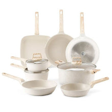 19 Piece Pots and Pans Set Nonstick and Granite Cookware Set for Kitchen (White)