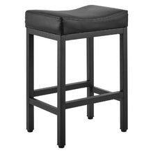 25-Inch Modern Bar Stool Set of 2 with Saddle-Seat and Metal Legs Easy Assembly for Bar Cafe (Black)