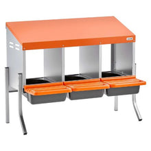 3-Compartment Chicken Nesting Box Roll-Away Egg Box with Legs Steel & Plastic for Hens (Orange)