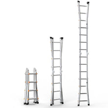 15.5 FT Telescoping A-Frame Ladder Compact Aluminum Extension Ladder 330 LB Capacity