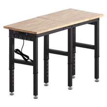 72 x 24-Inch Adjustable Workbench 5000 LBS Capacity Oak Wood Top 4 AC Outlets & 2 USB Ports