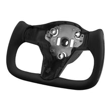Tesla Model 3 Steering Wheel 2016–2023 Heated Carbon Fiber Flat-Bottom Design Non-Slip Leather Grip (Black)