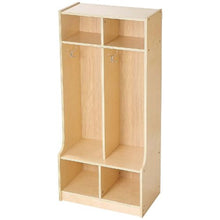 Wooden Kids Coat Locker with 4 Hooks & Storage Cubbies (Natural)