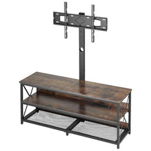 48 In TV Stand with Mount for Up to 75 In TVs Adjustable Height TV Console 3-Tier Storage with Power Outlet (Brown)