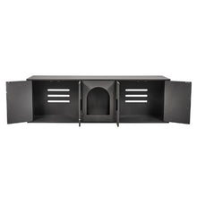 57.9-Inch Cat Litter Box Enclosure Hidden Double-Room Cabinet for 2 Cats Fits Most Litter Boxes (Black)