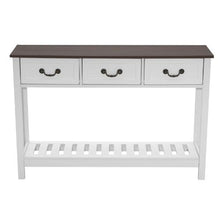 47" Farmhouse Console Table with Drawers & Shelf – Narrow Sofa Table, Brown/White