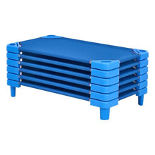 40" x 23" Blue Stackable Toddler Nap Cots with Portable Daycare Beds for Preschool & Kids (Pack of 6)