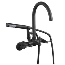 Clawfoot Tub Faucet Wall-Mount Bathtub Filler with Handheld Shower Matte Black Adjustable Arms & Gooseneck Spout