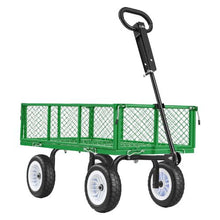900 LBS Steel Garden Cart Heavy-Duty Wagon with 10" Tires, Detachable Panels & Adjustable Handle