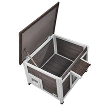 Outdoor Wooden Cat House with PVC Door Flaps and Window Weatherproof Shelter for Multiple Cats 24"L x 21"W x 18"H