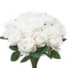 White Roses Realistic Bouquet for Xmas Home Decor Artificial Flowers JNR-WHITE-060 (60 PCS)