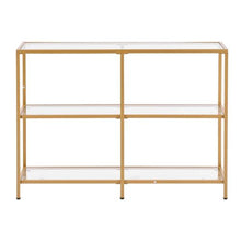 39 In Glass Console Table – Modern Gold Sofa Table with Iron Legs
