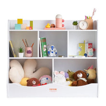 5-Cubby Wood Kid Storage Cubby with Bookshelf Toy Storage Organizer for Kids Room (White)