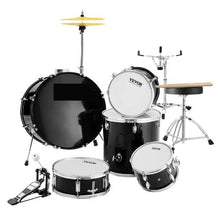 Adult 5-Piece Full-Size Drum Set, 22″ Complete Beginner Kit with Throne, Cymbals & Pedal (Black)