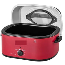 24QT Electric Roaster Oven 1450W Viewing Lid Defrost & Warm Functions Removable Pan & Rack (Red)