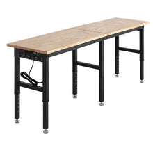 96 x 24-Inch Adjustable Workbench 5000 LBS Oak Top 4 AC Outlets & 2 USB Ports Heavy-Duty Worktable