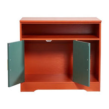 31-Inch Cat Litter Box Enclosure Hidden Cabinet with Shelf & Storage Wooden Kitty House End Table Fits Most Litter Boxes (Red & Green)