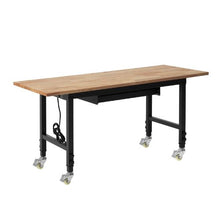 60-Inch Adjustable Workbench 2000 LBS Capacity 60 x 24-Inch Oak Top Drawer & Power Outlets