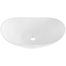 23.3" Oval Vessel Sink White Ceramic Above Counter Bathroom Basin