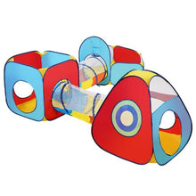 5-in-1 Kids Play Tent Set with Tunnel and Basketball Hoop for Boys Girls