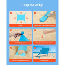 11 x 11 Ft  Beach Tent Sun Shelter UPF50+ Sun Protection 6.6 ft Tall for Family Outings Camping (Blue)