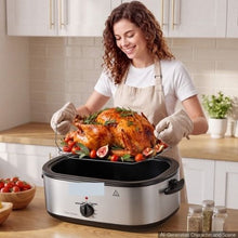 20QT Electric Roaster Oven 1450W Metal Self-Basting Lid Defrost & Warm Functions Removable Pan & Rack
