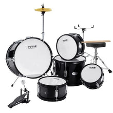 Kids 5-Piece 16″ Beginner Drum Set with Throne, Cymbals & Pedal (Black)