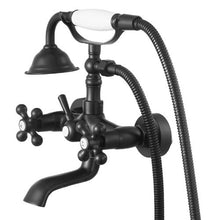 Clawfoot Tub Faucet Wall-Mount Bathtub Filler with Handheld Shower Matte Black Adjustable Arms & 360° Spout