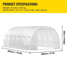 20×10×7' Ft Portable Plant Hot House with Galvanized Steel Hoops Walk-in Tunnel Greenhouse