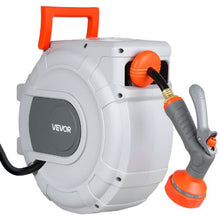 Retractable Garden Hose Reel 1/2" x 50 FT Wall Mounted with 9-Function Nozzle180° Swivel & Auto Rewind