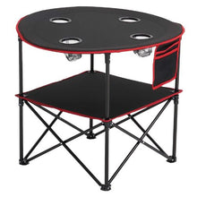 Folding Camping Table – Portable Waterproof Picnic Table with Cup Holders & Carry Bag (Black)
