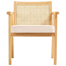 Mid-Century Rattan Accent Chair with Velvet Upholstery (Beige)