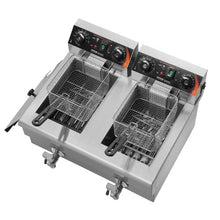 Commercial Deep Fryer 3000W Dual Tank Electric Countertop Fryer 2 x 11.6Qt Stainless Steel with Baskets & Temp Control
