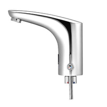 9/16" Touchless Motion Sensor Bathroom Faucet Battery-Operated Hot/Cold Single-Handle Mixer Chrome Plated
