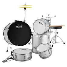 Adult 5-Piece 22″ Full-Size Drum Set – Complete Beginner Kit with Throne, Cymbals & Pedal (Silver)