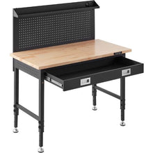 48 x 24-Inch Adjustable Workbench 2000 LBS Capacity 28-39.5-Inch Height Oak Top 30 Hooks